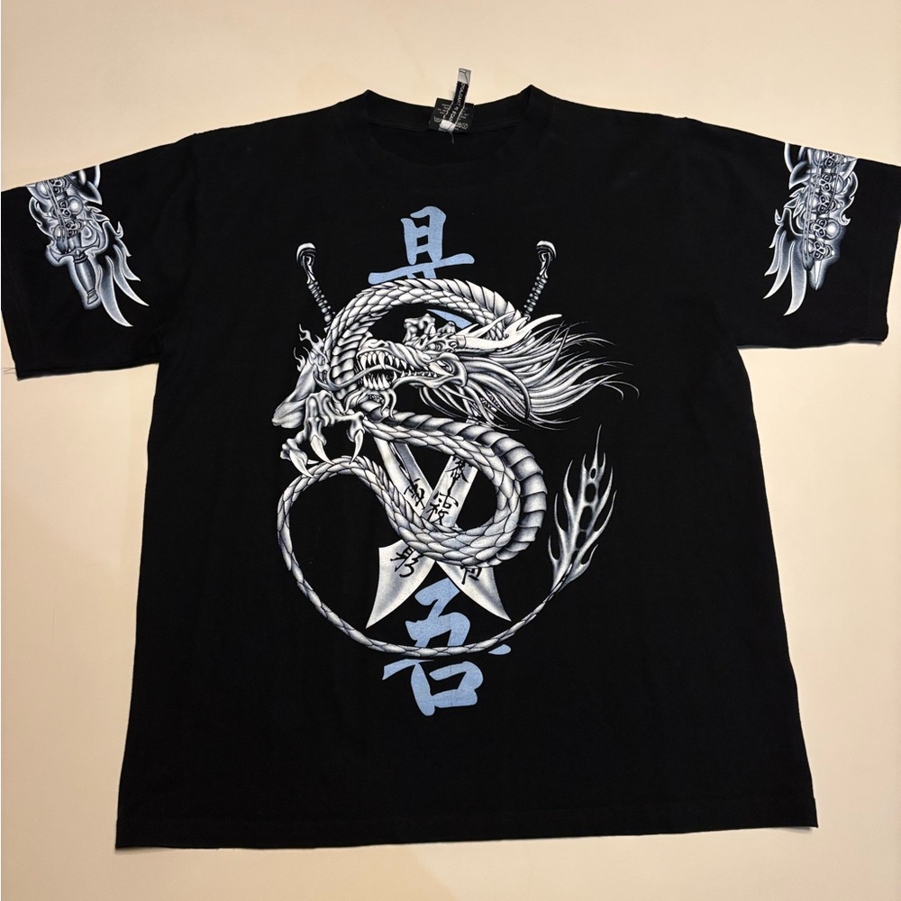 Y2K Japanese style dragon sword shirt